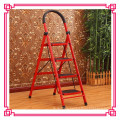 Steel round tube step ladder with rubber feet